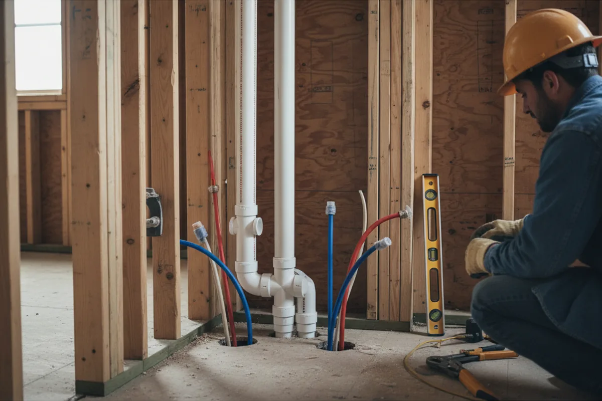 Drain and supply rough-in during Leak Detection in Leetsdale