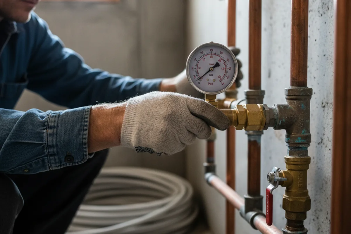 Pressure testing a repaired line during Water Line Repair in Leetsdale